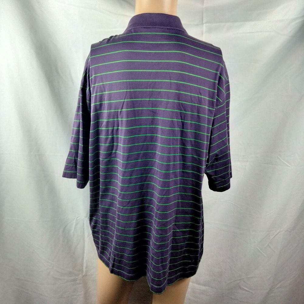 Masters Polo Shirt Mens XL Purple Amen Corner Stripe Golf Golfing Collection - Picture 5 of 6